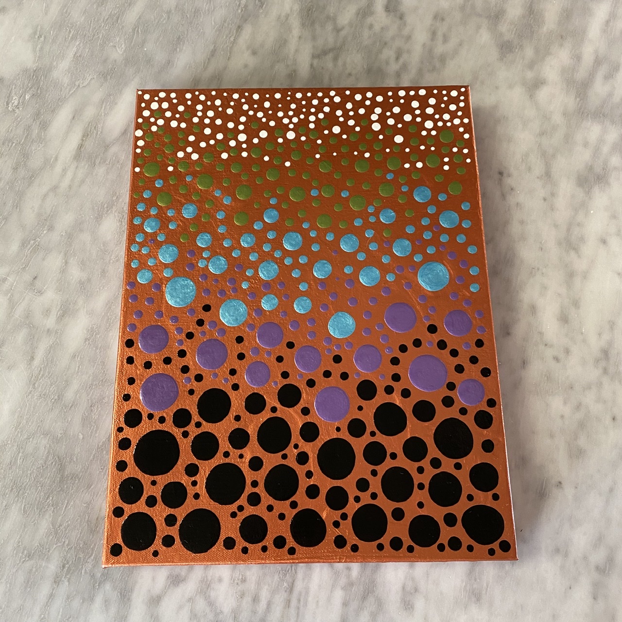 Metallic Dot Painting on Copper Painted Canvas - Furst Art Studio