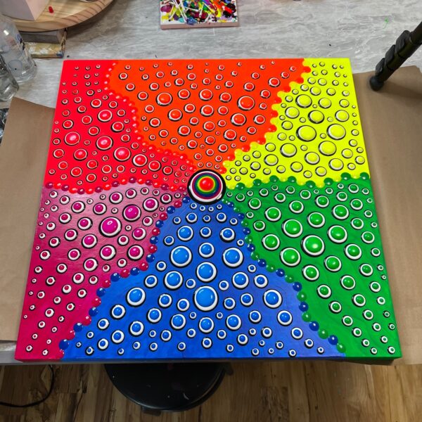 Fluorescent rainbow blob painting
